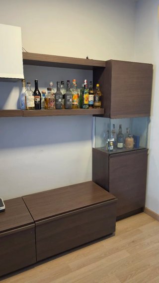 Mueble TV madera y cristal