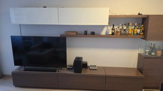 Mueble TV madera y cristal
