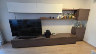 Mueble TV madera y cristal