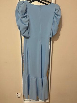 Vestido punto celeste manga abullonada