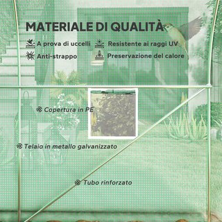 Invernadero de Jardín en Túnel 4X2X2 M con Puertas Enrollables y 6 Ventanas, Invernadero para Huerto con Techo a Dos Aguas, Estructura de Metal y Cubierta de PE, para Huerto, Verduras, Flores, Fru...