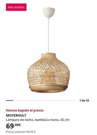 Lámpara de techo bambú Ikea Misterhult