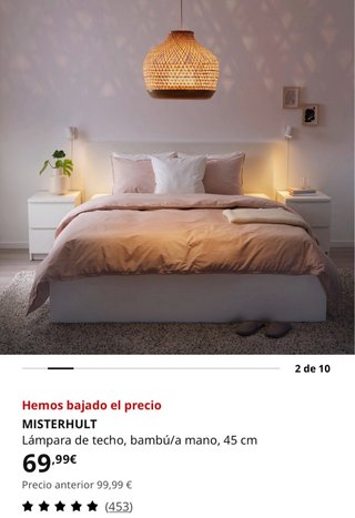 Lámpara de techo bambú Ikea Misterhult