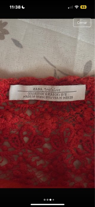 Top encaje Zara talla S única rojo