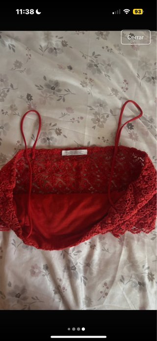 Top encaje Zara talla S única rojo