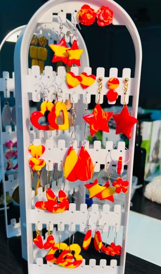 Pendientes Corazón y Estrella Rojo/Amarillo