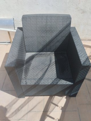Conjunto Sofá Exterior Ratán Negro