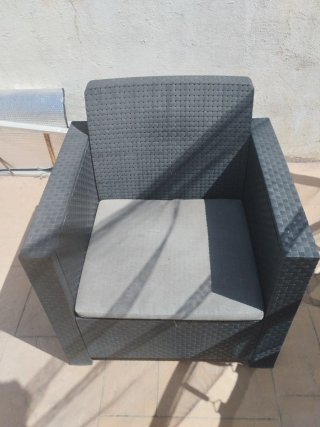 Conjunto Sofá Exterior Ratán Negro