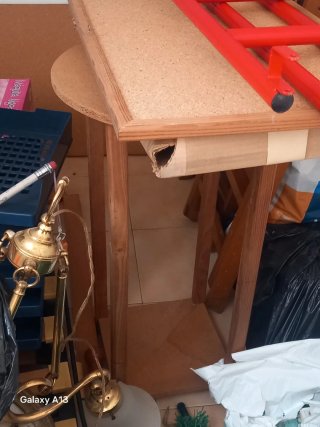 Mesa auxiliar madera y metal 40cm