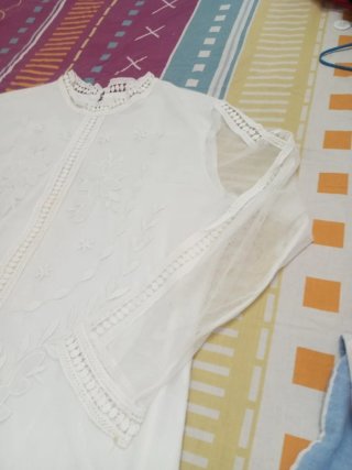 Blusa blanca gasa manga larga