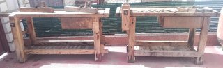 Banco carpintero y herramientas madera