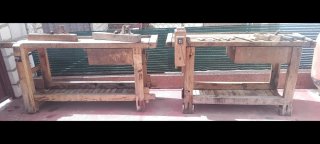 Banco carpintero y herramientas madera
