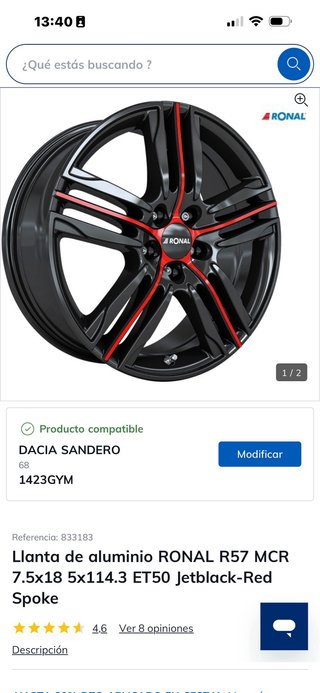 Llantas Ronal Negras con Borde Rojo