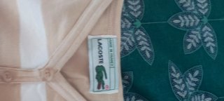Top Lacoste Rayas Beige y Marrón Mujer