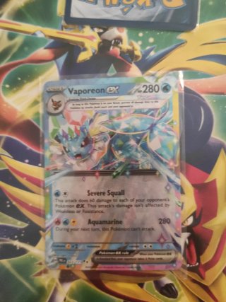 2 Cartas Pokémon Terapagos EX y Vaporeon EX