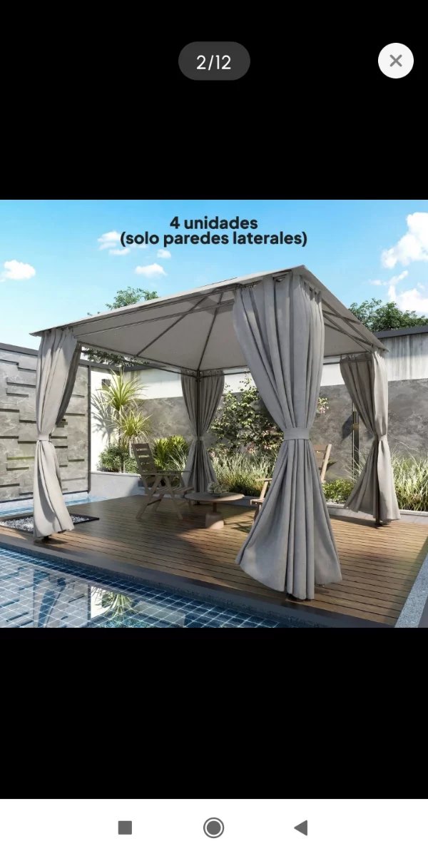 4 Pareti Laterali per Gazebo 3x3m Grigio