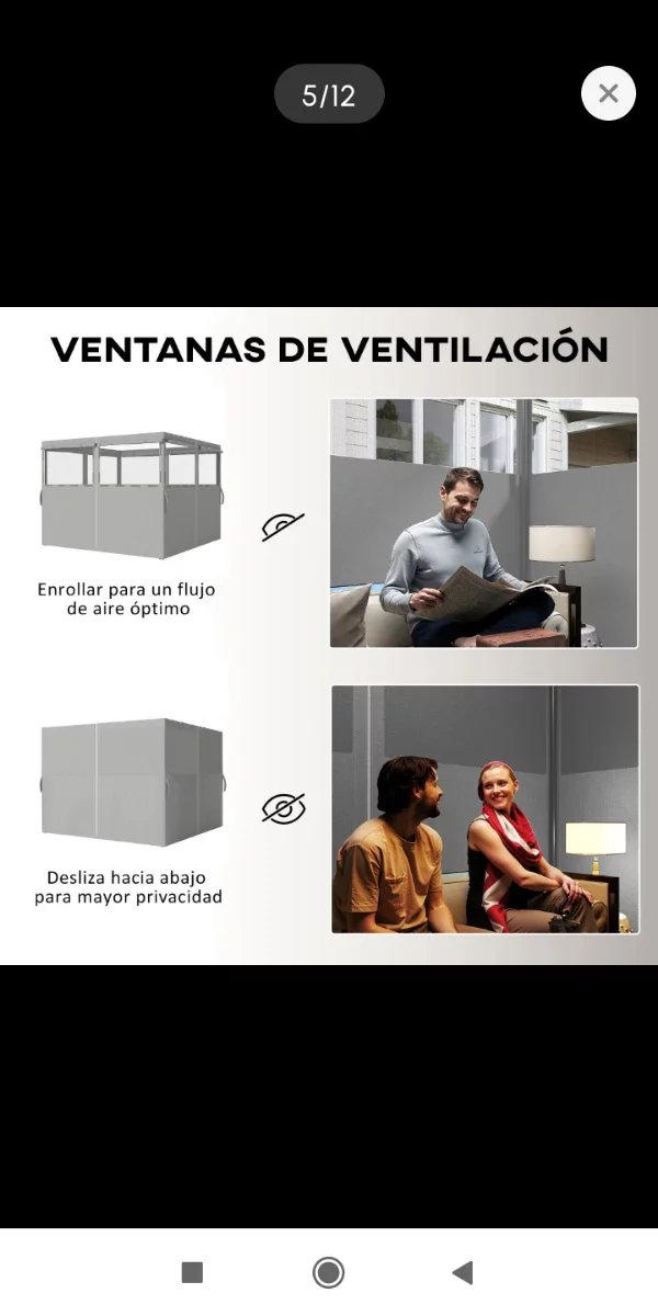 4 Pareti Laterali per Gazebo 3x3m Grigio