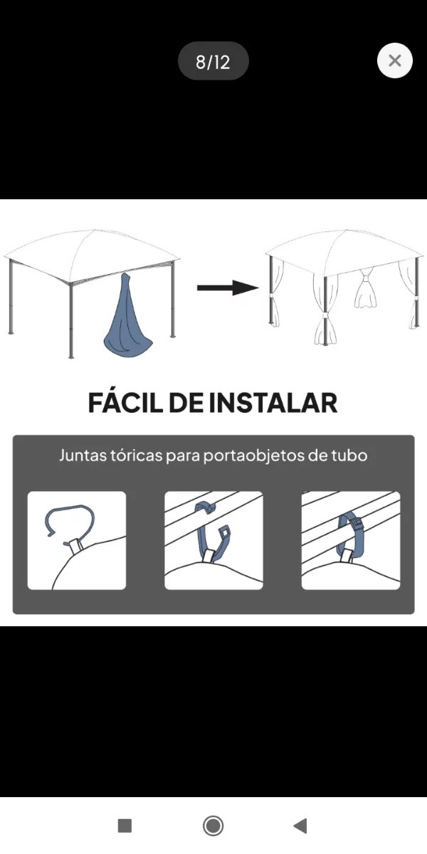 4 Pareti Laterali per Gazebo 3x3m Grigio