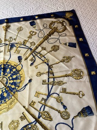 Foulard Hermes vintage chiavi oro blu