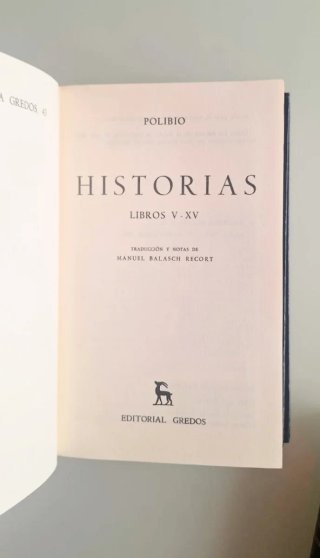 Historias, Polibio, Biblioteca clásica Gredos
