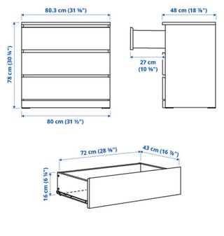 Cómoda MALM IKEA 3 cajones blanca