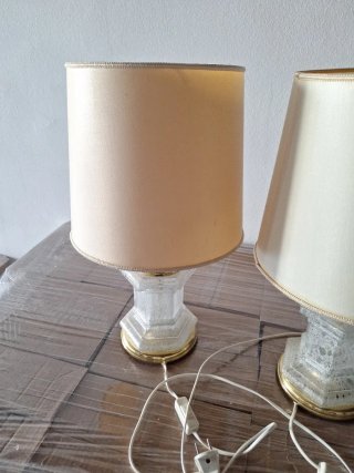 2 Lámparas Beige y Doradas