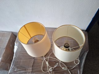 2 Lámparas Beige y Doradas