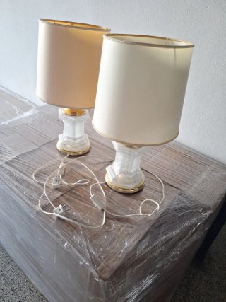 2 Lámparas Beige y Doradas