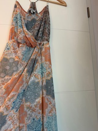 Vestido largo estampado multicolor
