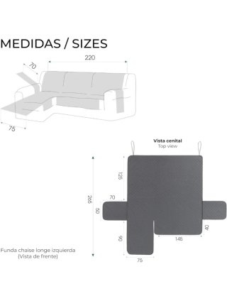 Funda sofá 3 plazas chaise longue