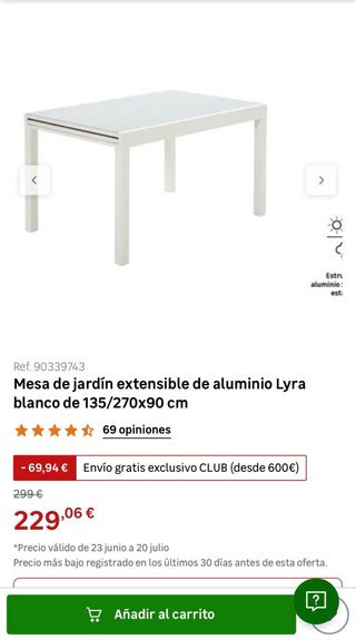 Mesa Jardín Extensible Vidrio y Aluminio