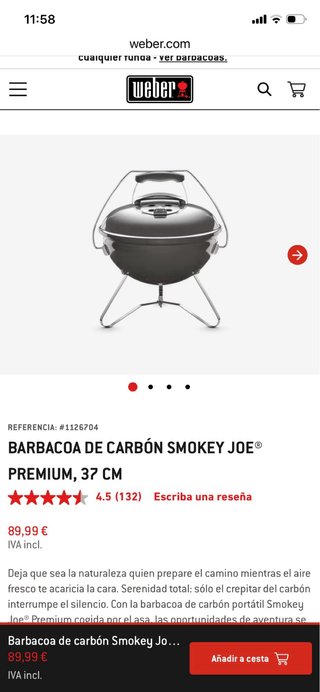 Barbacoa Portátil Weber Smokey Joe 37cm