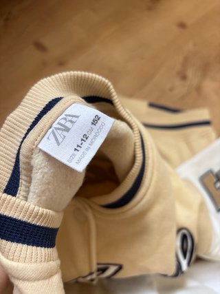 Chaqueta Bomber Zara Beige y Blanca Talla 11-12