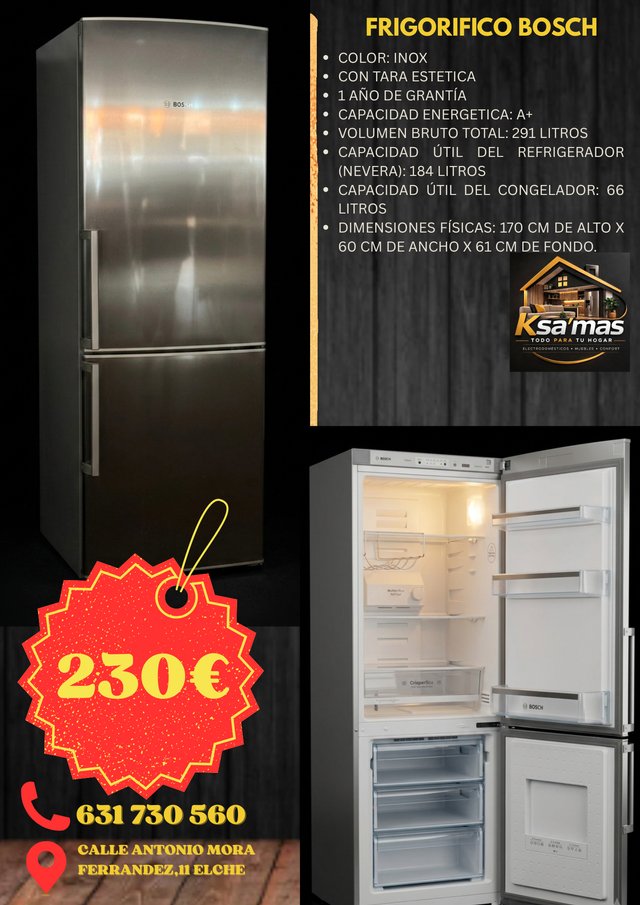 Frigorífico Bosch Inox 170x60cm