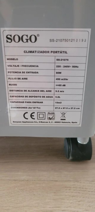Climatizador Portátil Sogo Blanco