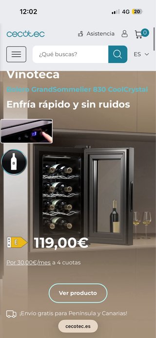 Nevera Vino Cecotec Grand Sommelier 830