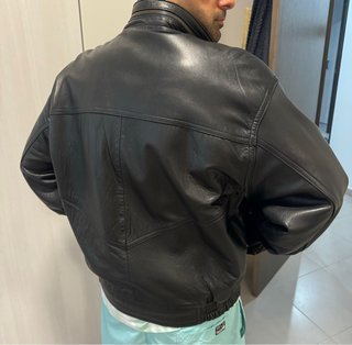 Chaqueta de cuero retro negra