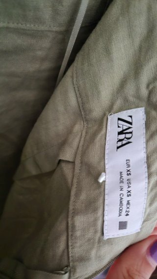 Vestido lino verde Zara