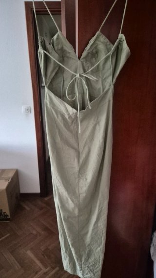 Vestido lino verde Zara