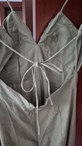 Vestido lino verde Zara