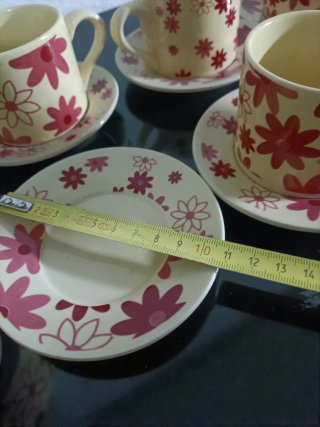 6 Tazas de café con platillos florales