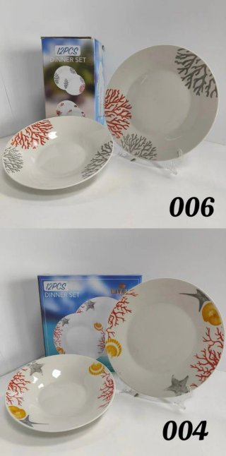 Servizio Piatti 12 Pezzi Ceramica Corallo
