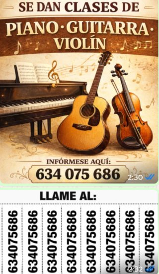 Clases de piano, guitarra y violín