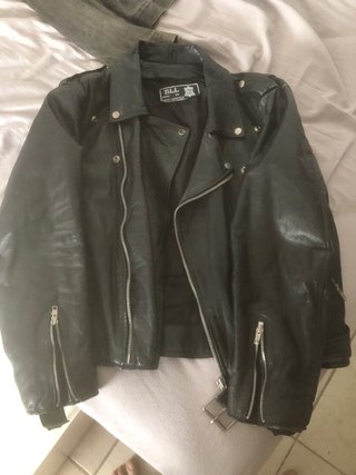 Chaqueta Cuero BLL Cremalleras Vintage Talla S