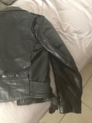 Chaqueta Cuero BLL Cremalleras Vintage Talla S
