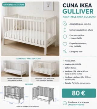 Cuna IKEA Gulliver Colecho Blanca