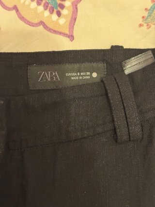 Pantalón Lino Bordado zara