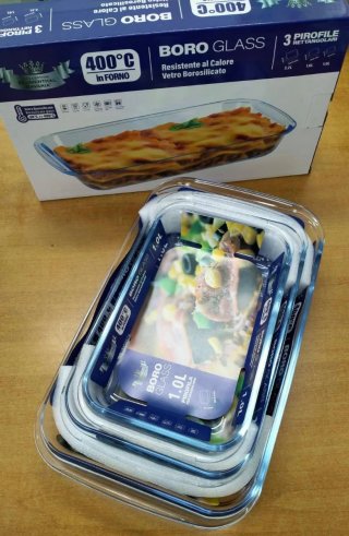 Set 3 Pirofile Boro Glass Vetro 400°C