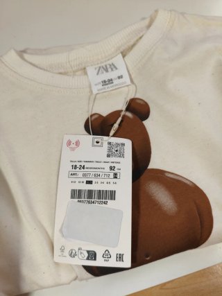 Camiseta Zara 18-24 meses oso