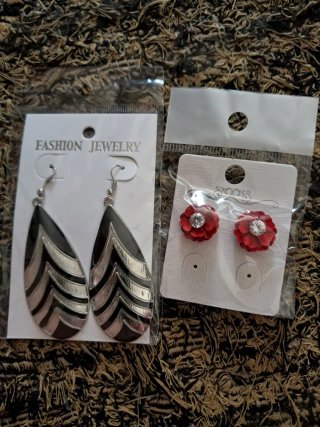 2 pares pendientes largo + flor